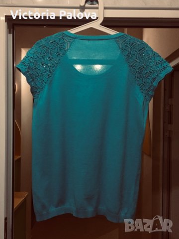 Красива различна блузка с плетиво ,памук, снимка 3 - Тениски - 24676462