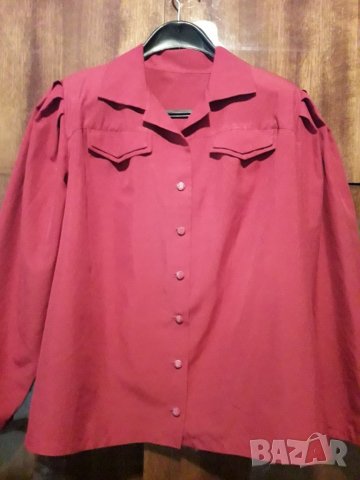 Дамска риза червена с копчета, снимка 2 - Ризи - 25161448