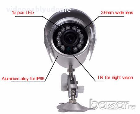 Промоция 1/4” Sony Ccd 3.6мм Метална Вандалоустойчива/водоустойчива Cmos 12ir LED Охранителна Камера, снимка 2 - Камери - 16511438