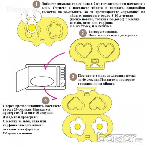 Ново! Форма за бързи омлети в микровълнова печка – сърца и цветенца, снимка 5 - Форми - 20630635