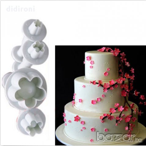 Резци форми сливов цвят с буталце / за работа със захарно тесто , фондан, марципан, снимка 1