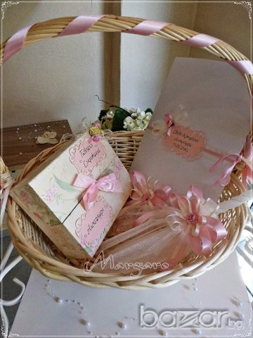 Аксесоари за кръщене в розово и екрю с цвете, снимка 4 - Подаръци за кръщене - 16155676