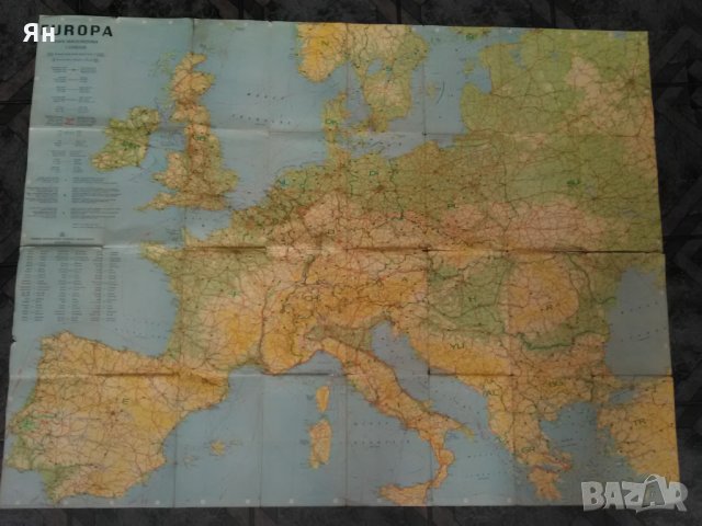 Голяма Стара Автомобилна Карта на Европа/Europa-1974г.