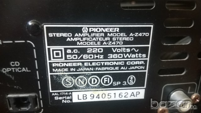 pioneer a-z470-japan 360watts-optical in-внос швеицария, снимка 10 - Ресийвъри, усилватели, смесителни пултове - 8017368