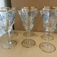 Стари стъклени чаши за вино с златен кант и гравюра, снимка 13 - Антикварни и старинни предмети - 22117742