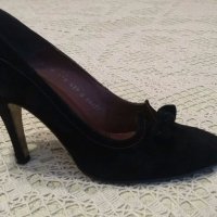 Обувки от естествен велур “Саламандер“, черни, снимка 3 - Дамски обувки на ток - 19944291