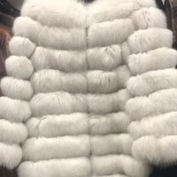 Дамско елегантно палто от лисица със свалящи се ръкави и дължина бяло, снимка 1 - Палта, манта - 20239529