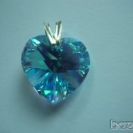 Комплект кристални съца в синьо, снимка 2 - Колиета, медальони, синджири - 8784594