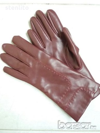 Кожени ръкавици бордо, снимка 1