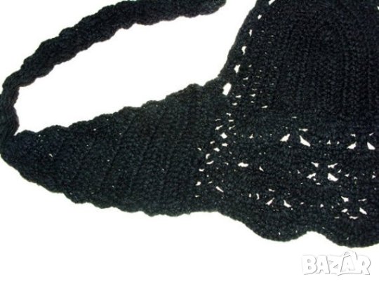 Дамски черен топ плетен на една кука бюстие, снимка 3 - Корсети, бюстиета, топове - 23498604