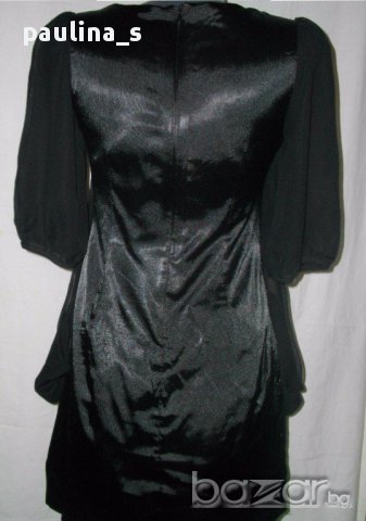 Уникална черна рокля / копринен сатен и органза / "YSL" , снимка 5 - Рокли - 18008668