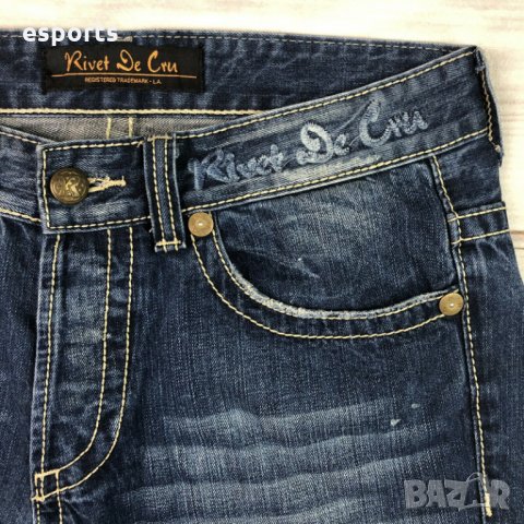 $138 Мъжки дънки Rivet De Cru Men's 32x33 Straight Leg Jeans Distressed, снимка 5 - Дънки - 26071252