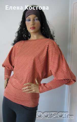 Блуза в червено/златно райе, снимка 2 - Блузи с дълъг ръкав и пуловери - 10589386