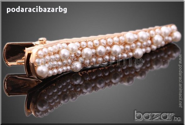 ДЕКОРАТИВНА ФИБА ЗА КОСА – ПЕРЛИЧКИ И ЗЛАТО, снимка 1