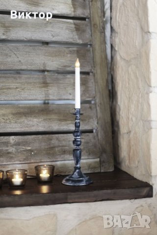 ЛЕД свещник, рустик дизайн 49 см, снимка 3 - Декорация за дома - 23223941