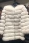 Дамско елегантно палто от лисица със свалящи се ръкави и дължина бяло, снимка 1 - Палта, манта - 20239529
