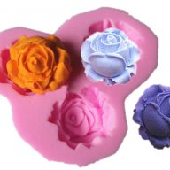 3 рози роза цветя розички силиконов молд форма за торта украса фондан, снимка 1 - Форми - 16201707