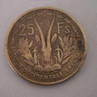  Френска Западна Африка - 25 франка, 1956 г., рядка, 27D, снимка 3 - Нумизматика и бонистика - 23827545