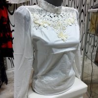 Дамска блуза с перли и дантела, снимка 2 - Блузи с дълъг ръкав и пуловери - 23355360