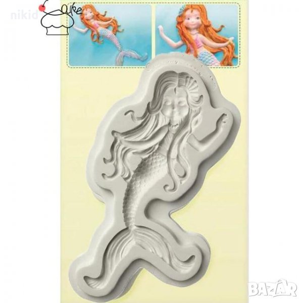 Момиче Голяма Русалка силиконов молд форма декорация торта мъфини украса, снимка 1
