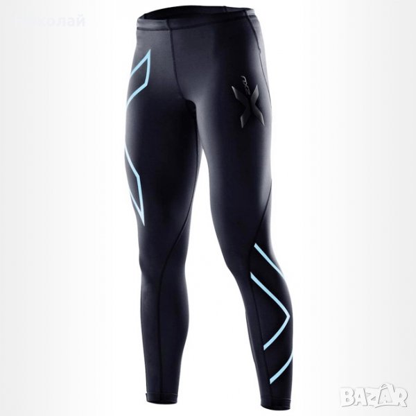 2XU Women's Compression Tights Black Baby Blue, снимка 1