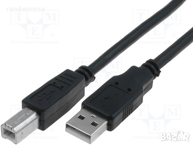 Кабел USB 2.0 AM / BM Black - 2.5m, снимка 1