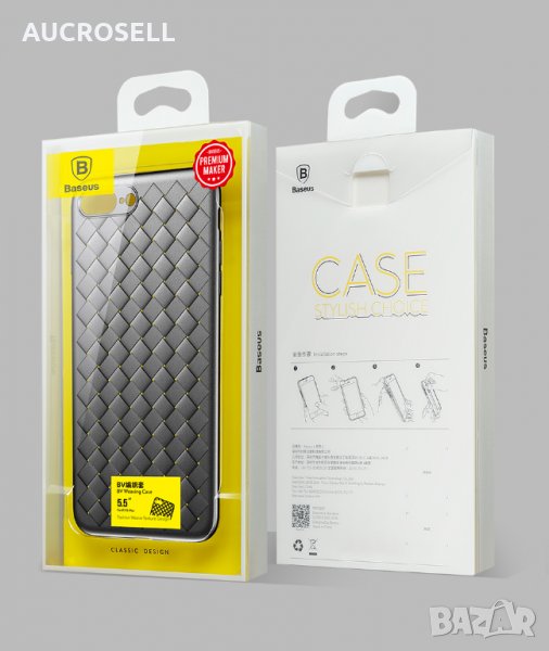 BASEUS силиконов кейс калъф с кожен принт iPhone 7 Plus, 8 Plus, снимка 1