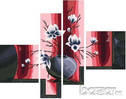  гоблен-триптих "МАГНОЛИИ" ТР;размери/55*44/см.; 19цвята;67 лв, снимка 1