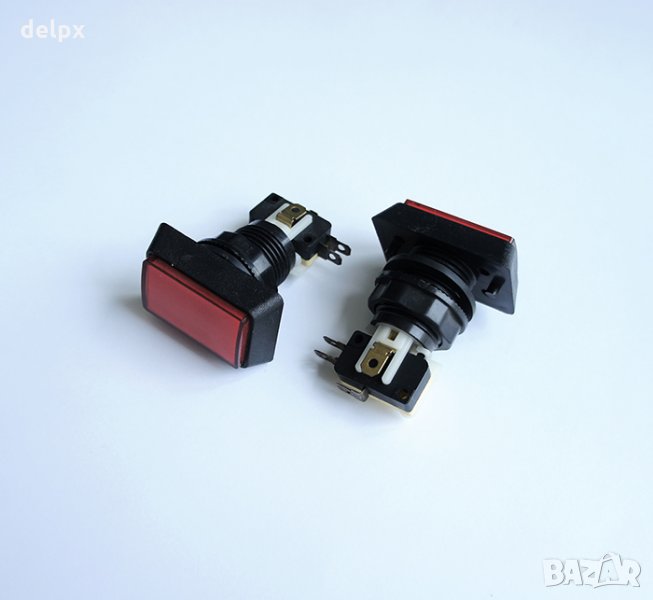Бутон за игрална машина светещ незадържащ НО червен 250V 6A Ф24mm, снимка 1