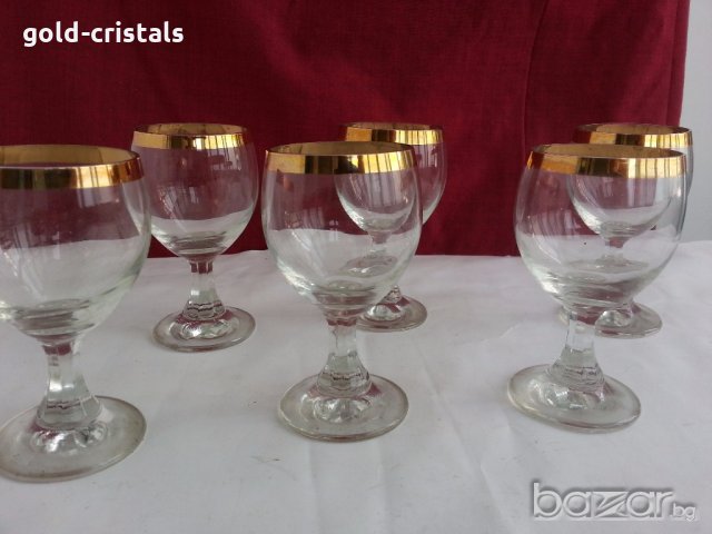 Ретро кристални чаши с златен кант , снимка 12 - Антикварни и старинни предмети - 19581397