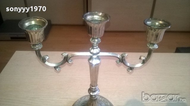 ретро свещник-made in hong kong-silver plated-26х25х12см-внос швеицария, снимка 7 - Антикварни и старинни предмети - 18346050