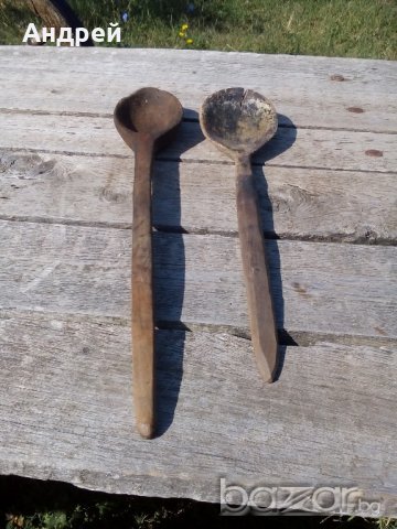 Старинна дървена лъжица, снимка 2 - Антикварни и старинни предмети - 17759339