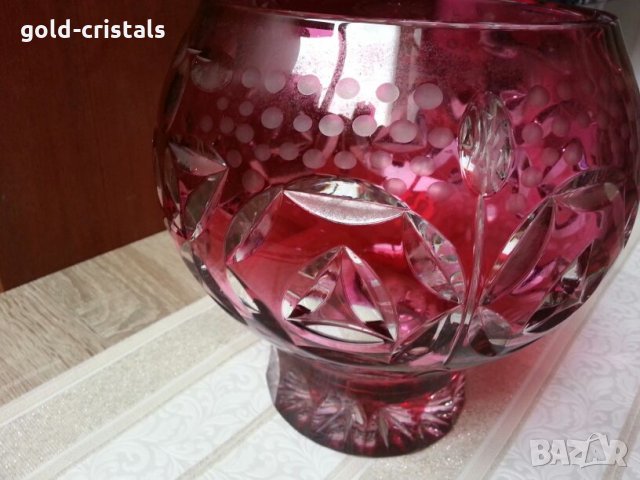  кристална купа цветен червен кристал, снимка 5 - Антикварни и старинни предмети - 23011803