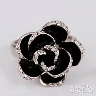 Посребрен арт пръстен, роза, снимка 3 - Пръстени - 24797855