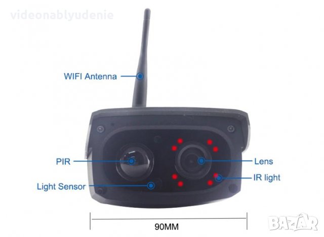 Метална Водоустойчива WiFi Соларна Камера FULL HD 1080P Вградена 7650mAh батерия Микрофон Карта Слот, снимка 6 - IP камери - 24856935