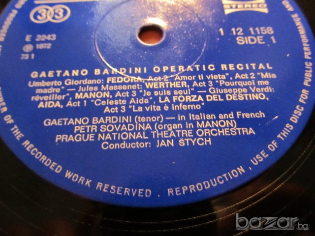 Грамофонна плоча - Гаетано Бартини - сопрано  - оперна музика - изд. 70те години ., снимка 2 - Грамофонни плочи - 20206648