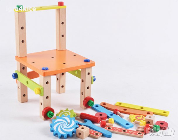 Дървено столче с врътки , конструктор 3в1 всички дървени играчки, снимка 11 - Конструктори - 26155841