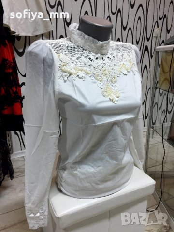 Дамска блуза с перли и дантела, снимка 2 - Блузи с дълъг ръкав и пуловери - 23355360