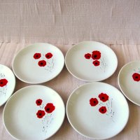 6броя чинии и 7броя цвeтя от хартия маковe, снимка 6 - Декорация за дома - 19722048