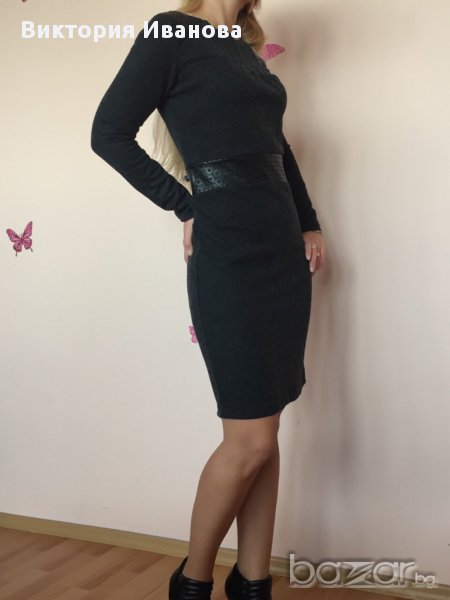 Рокля с кожен акцент, снимка 1