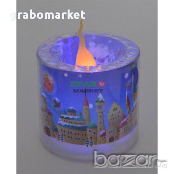 Коледна декорация - свещ, светеща в различни цветове. Изработена от мек и твърд PVC материал. , снимка 1