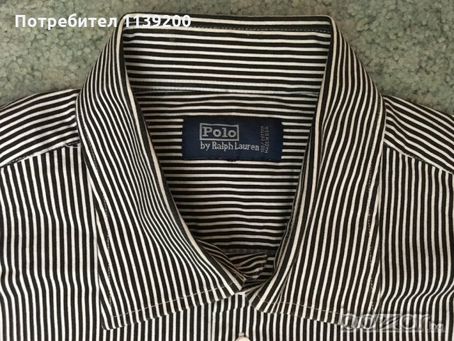 Polo Ralph Lauren USA М мъжка официална риза оригинал черно и бяло райе, снимка 9 - Ризи - 20866232
