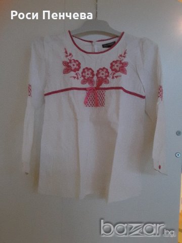 Туника за момиче ,цвят бял с розова бродерия ,размер 110 см, снимка 4 - Детски Блузи и туники - 20407150