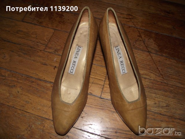 Linea Recci 37 елегантни дамски бежови обувки телесен цвят с ток естествена кожа, снимка 8 - Дамски елегантни обувки - 20560778