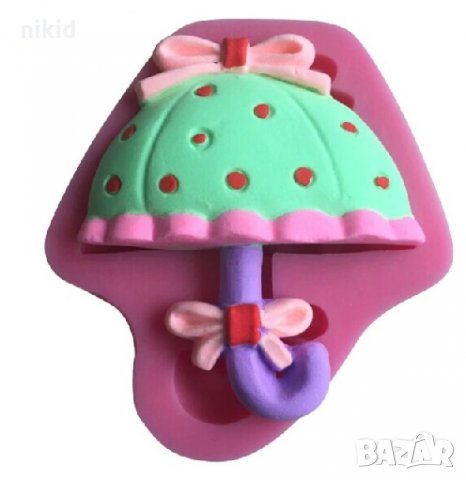 Красив Чадър чадърче с панделка силиконов молд форма калъп за фондан шоколад торта