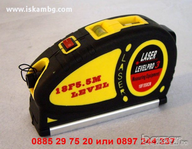 Лазерен нивелир с ролетка 5.5 метра - код 1036, снимка 3 - Измервателни инструменти - 12619093