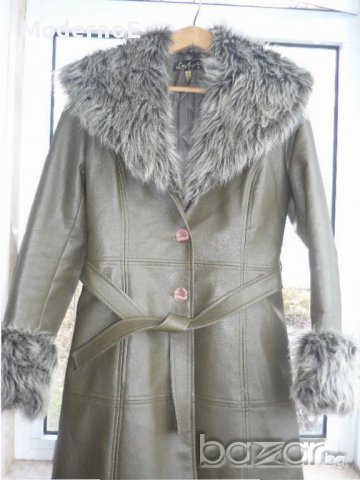 М-Л Страхотно палто - манто - с голяма яка от изкуствен косъм, снимка 2 - Палта, манта - 13492924