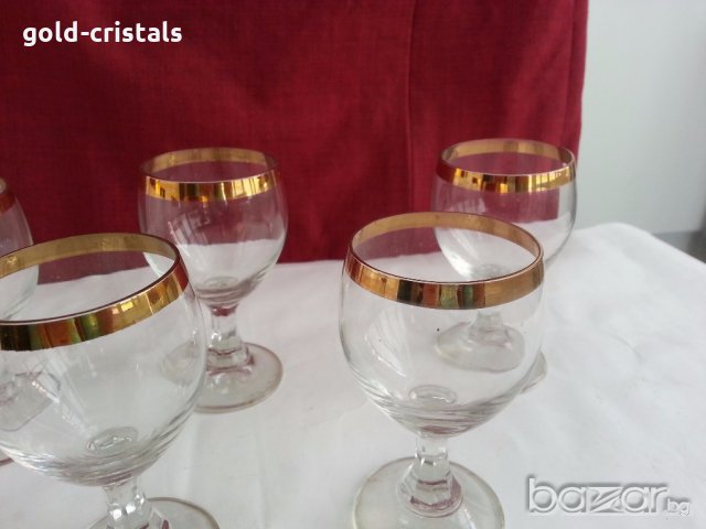 Ретро кристални чаши с златен кант , снимка 11 - Антикварни и старинни предмети - 19581397