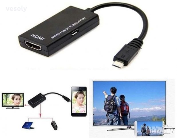 Адаптер MicroUSB към  HDMI TV MHL, снимка 4 - USB кабели - 22598198