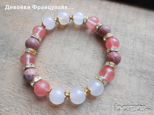 Гривни от естествени камъни (розов кварц, черешов кварц и яспис)